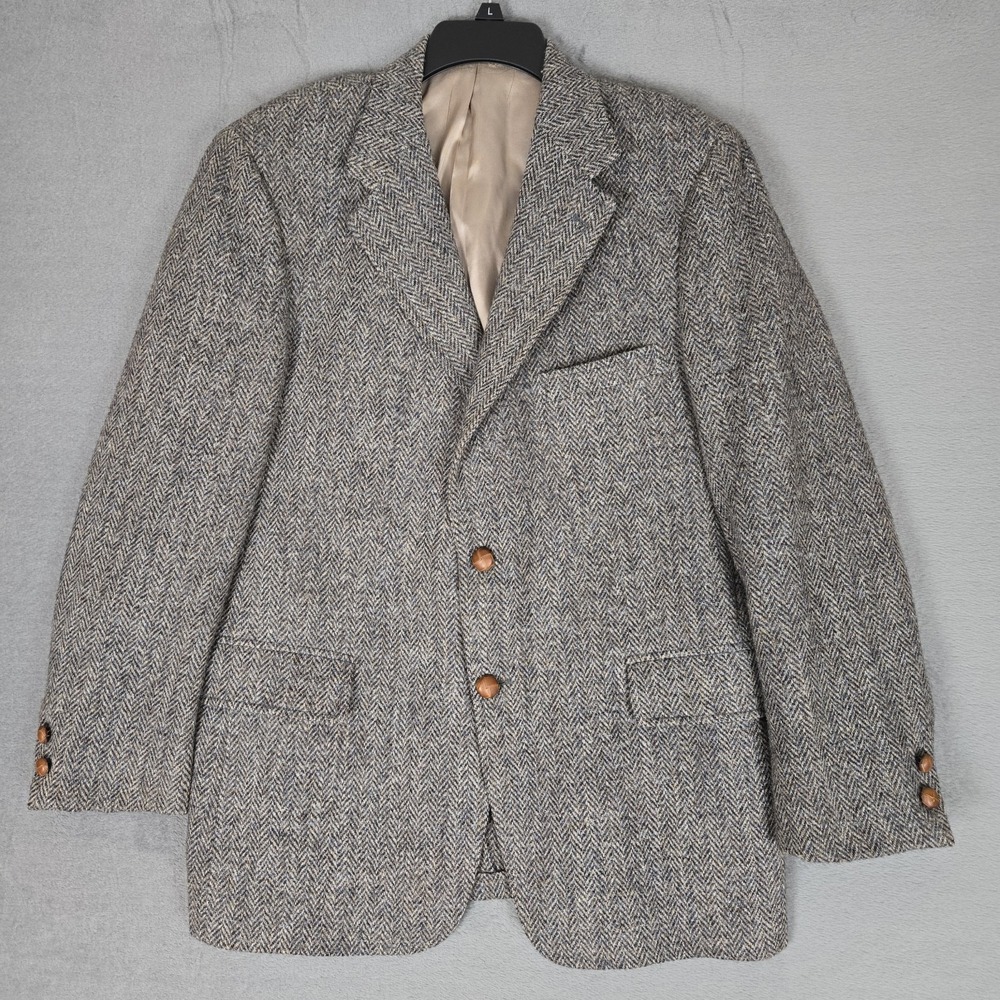 Vintage Harris Tweed Blazer Mens 42R Wool Sport Coat Herringbone Scottish Wool